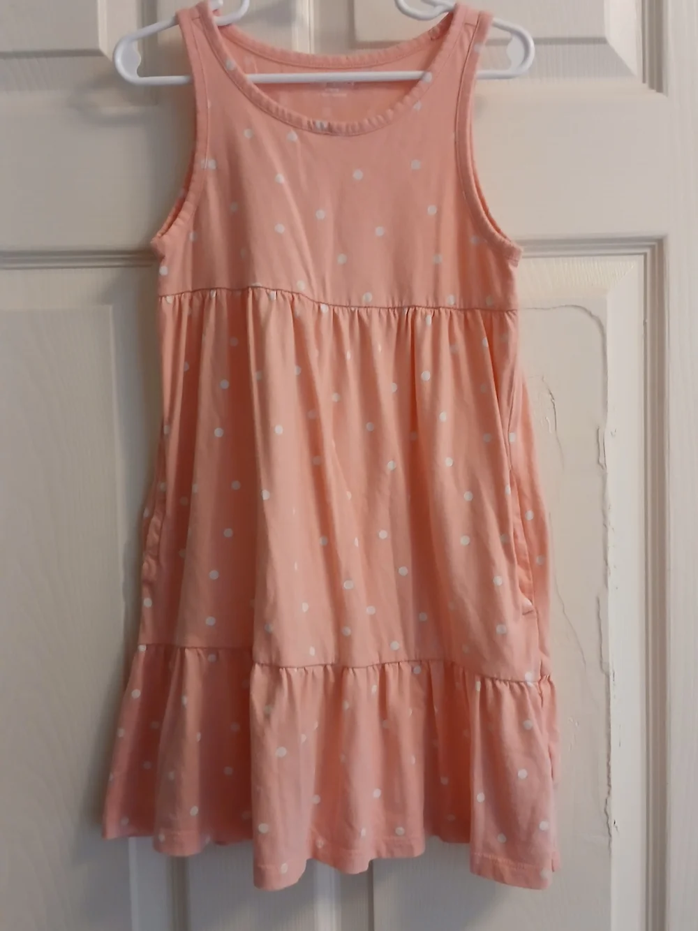 Old Navy Peach Polka Dot Sleeveless Tiered Dress